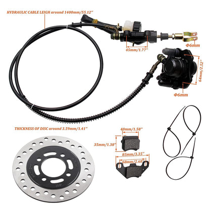 Aramox Hydraulic Disc Brake Kit, Disc Brake Kit Metal Brake Pad-Disc Rotor for 50 110 125 150 200 250 Dirt Bike Quad ATV Go Kart