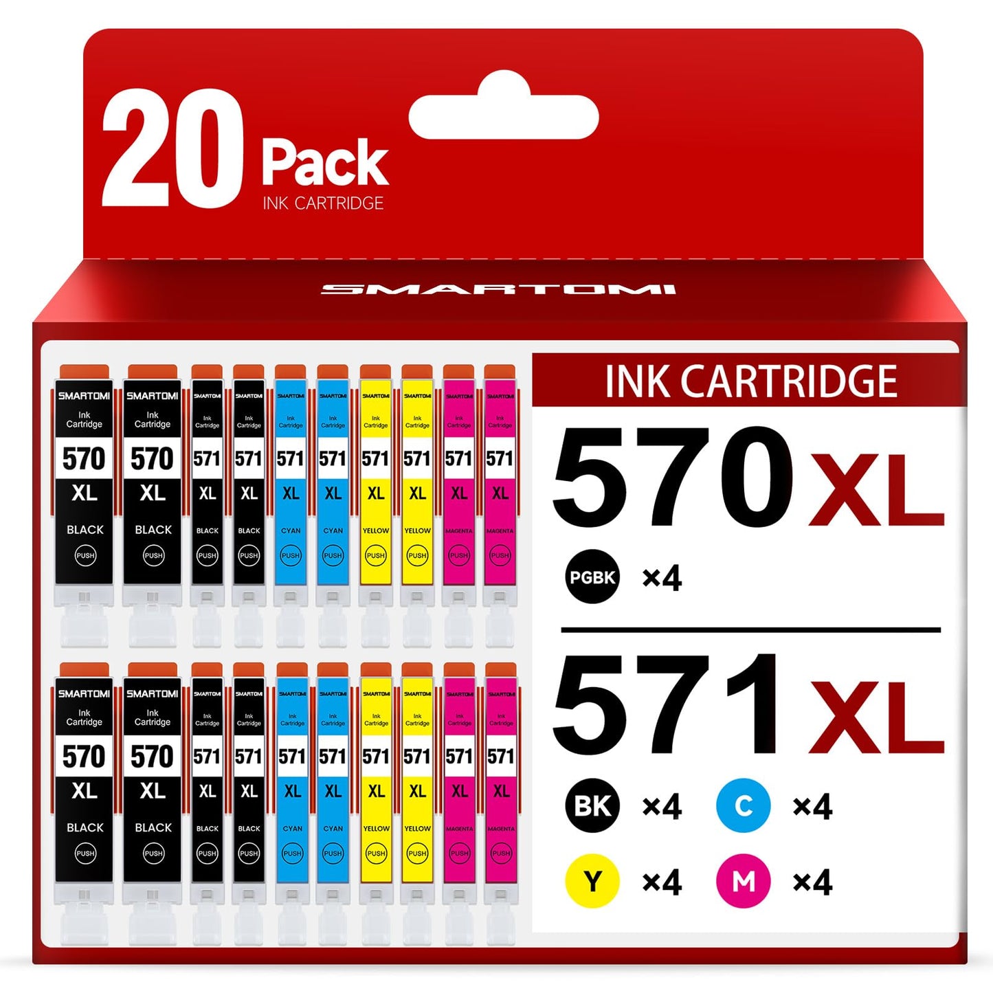570 571 Printer cartridges compatible for Canon PGI-570 XL CLI-571 XL 20-pack for Pixma TS5050 MG5750 TS5055 TS5051 MG6850 TS5053 MG5753 MG5751 TS8050 MG7750 MG6853 MG6852 MG5700