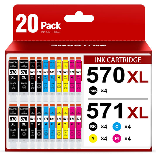 570 571 Printer cartridges compatible for Canon PGI-570 XL CLI-571 XL 20-pack for Pixma TS5050 MG5750 TS5055 TS5051 MG6850 TS5053 MG5753 MG5751 TS8050 MG7750 MG6853 MG6852 MG5700