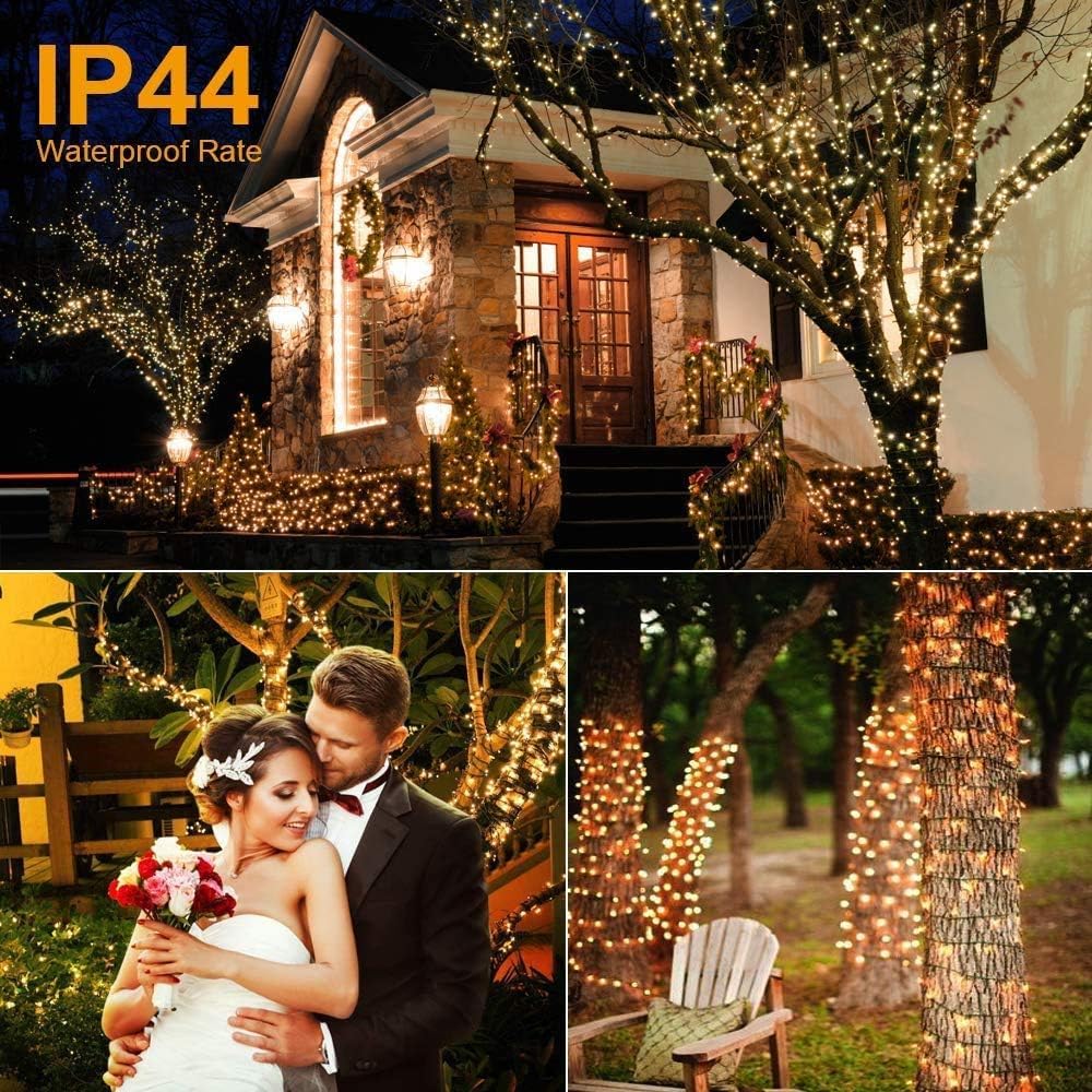 Avoalre 2000 LEDs String Lights 50M Christmas Lights Outdoor with EU Plug 8 Modes Waterproof Cluster String Lights for Christmas Garden Party Birthday Wedding, Warm White