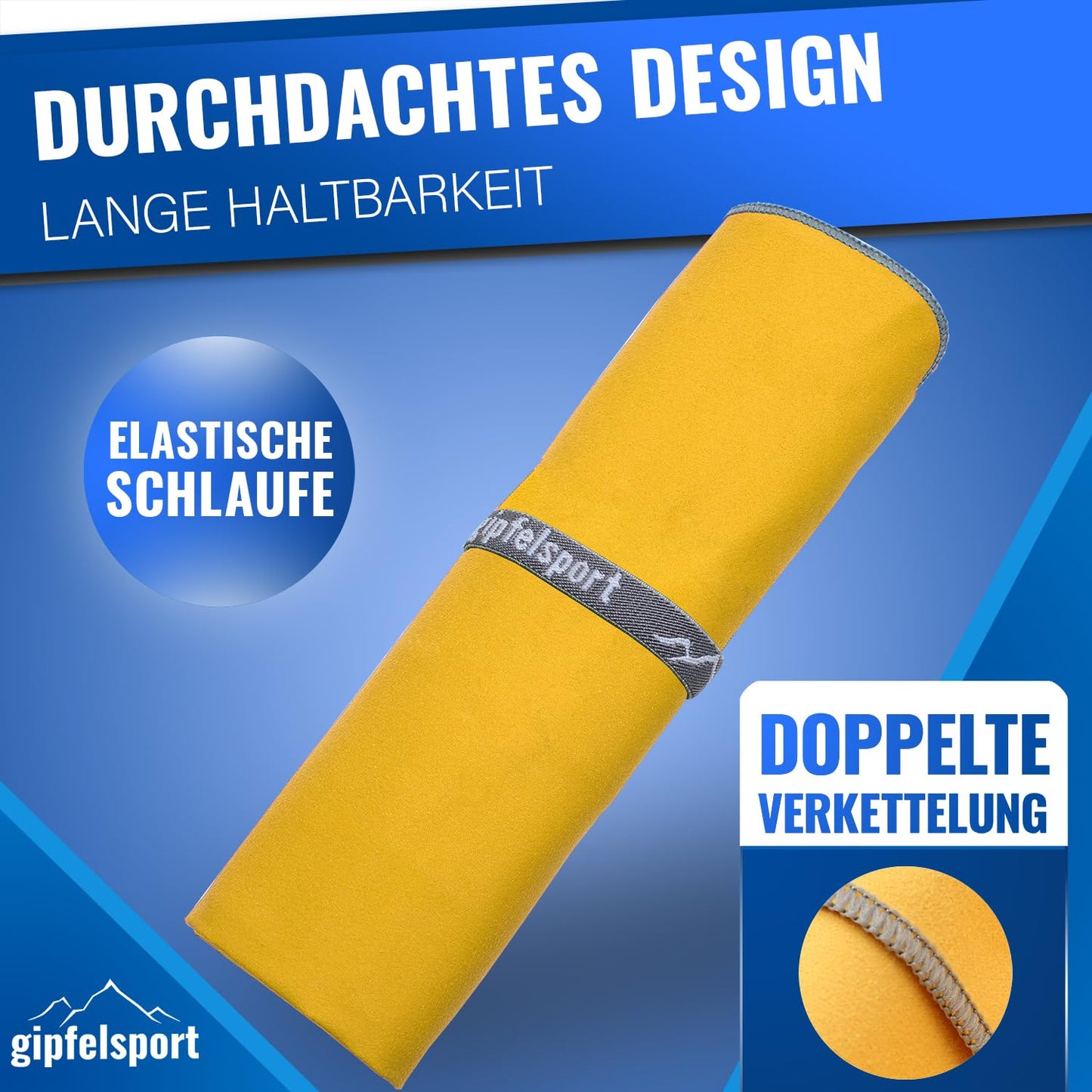 Summit sports microfiber towel - Microfiber towel set, beach towel, bath towel I large, quick-drying I for sports, beach, travel, outdoor, camping I light, thin, small I 200x90cm I Yellow
