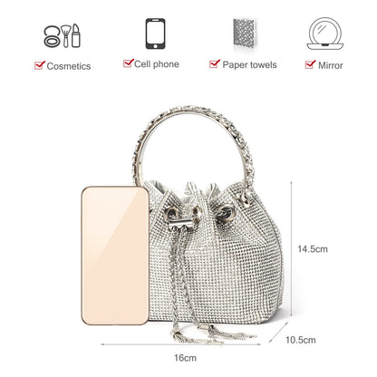NICOLE & DORIS Women's Bag Rhinestone Elegant Handbag Clutch Glitter Evening Bag Bucket Bag Purse Rhinestones Shoulder Bag for Wedding Party Leisure Silver
