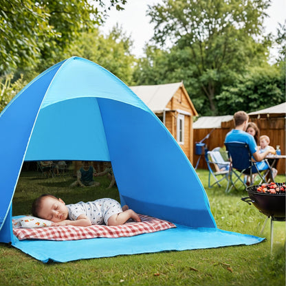 Karvipark beach tent, pop-up beach shelter, Sun Shelter for 2-3 people, including carrying bag and tent poles, Family Beach Sun Protection Tent, suitable for beach, garden, camping.