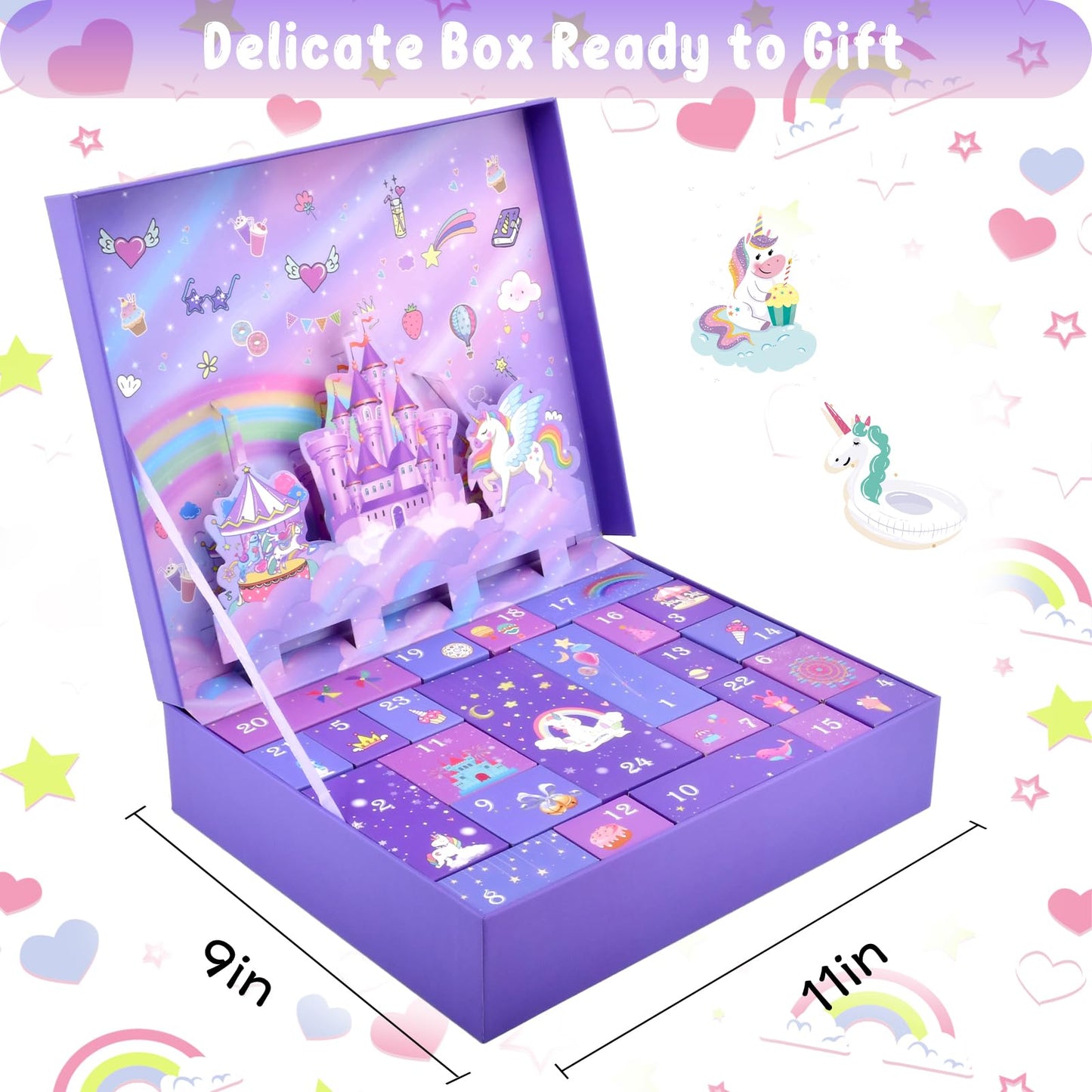 Advent calendar 2025 for girls, Christmas countdown calendar 24 days Christmas countdown unicorn gifts for kids, girls, including hair accessories, hair clips, bracelets, wallet