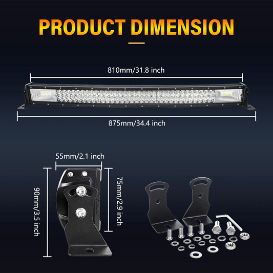 SKYWORLD 32 inch 405W LED work light 1 piece, spot flood LED work light bar with wiring harness kit, off-road work lamps for excavators, tractors, forklifts, ATVs, trucks, off-road 4x4