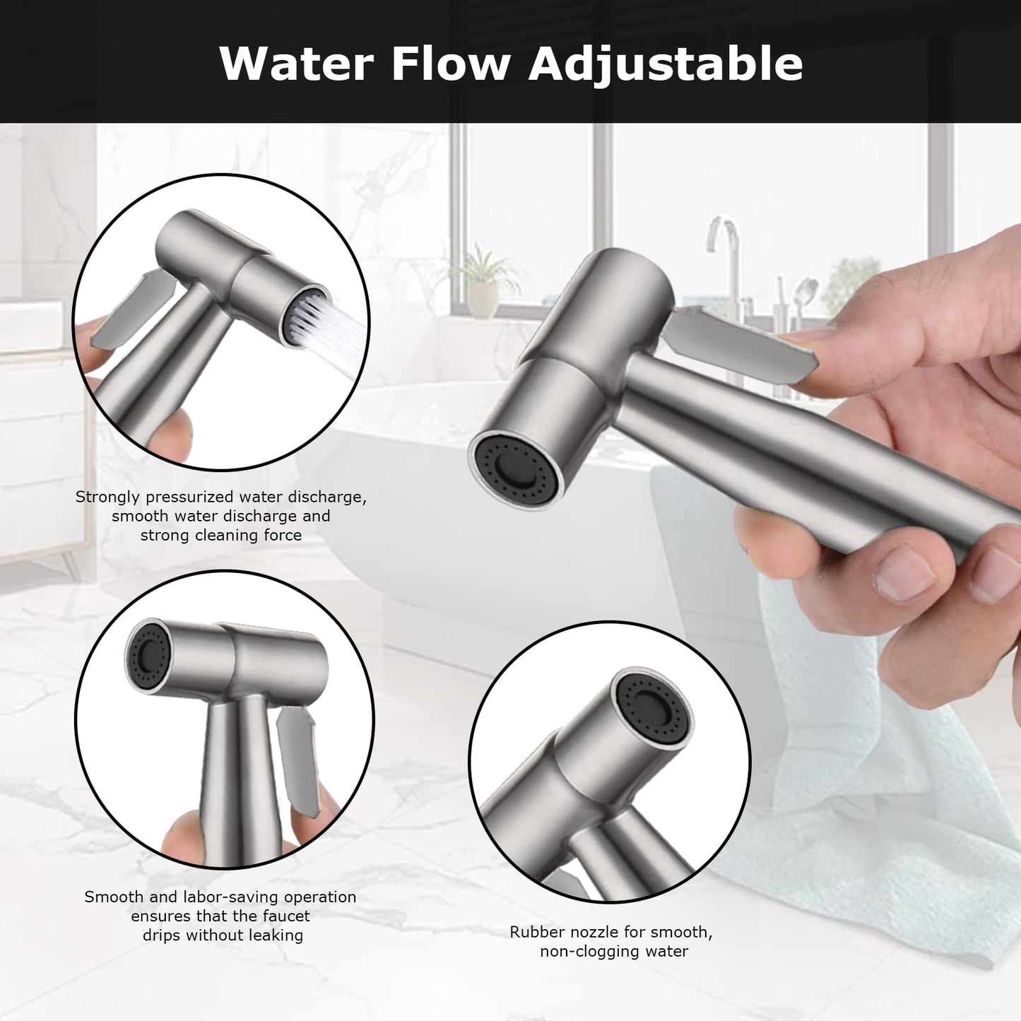 [DELETE] Bidet wall spray kit for toilet, hand sprayer WC attachment stainless steel for pet bath/personal hygiene/bathroom (silver)