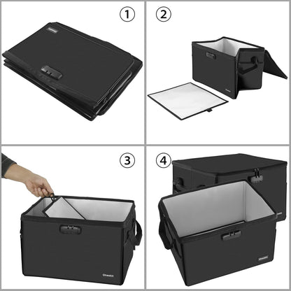 Hodufy Large (409 x 322 x 270 mm) Fireproof Safe Cash Box (2000℉), Waterproof and Fireproof Document Box, Bankers box with lock, collapsible storage box for hanging letters.