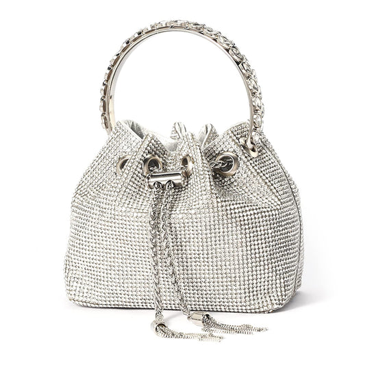 NICOLE & DORIS Women's Bag Rhinestone Elegant Handbag Clutch Glitter Evening Bag Bucket Bag Purse Rhinestones Shoulder Bag for Wedding Party Leisure Silver