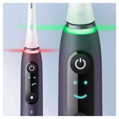 Oral-B iO Series 8 Electric Toothbrush, 2 brush heads, 6 cleaning modes, color display & travel case, gift for men/women, Designed by Braun, violet ametrine.