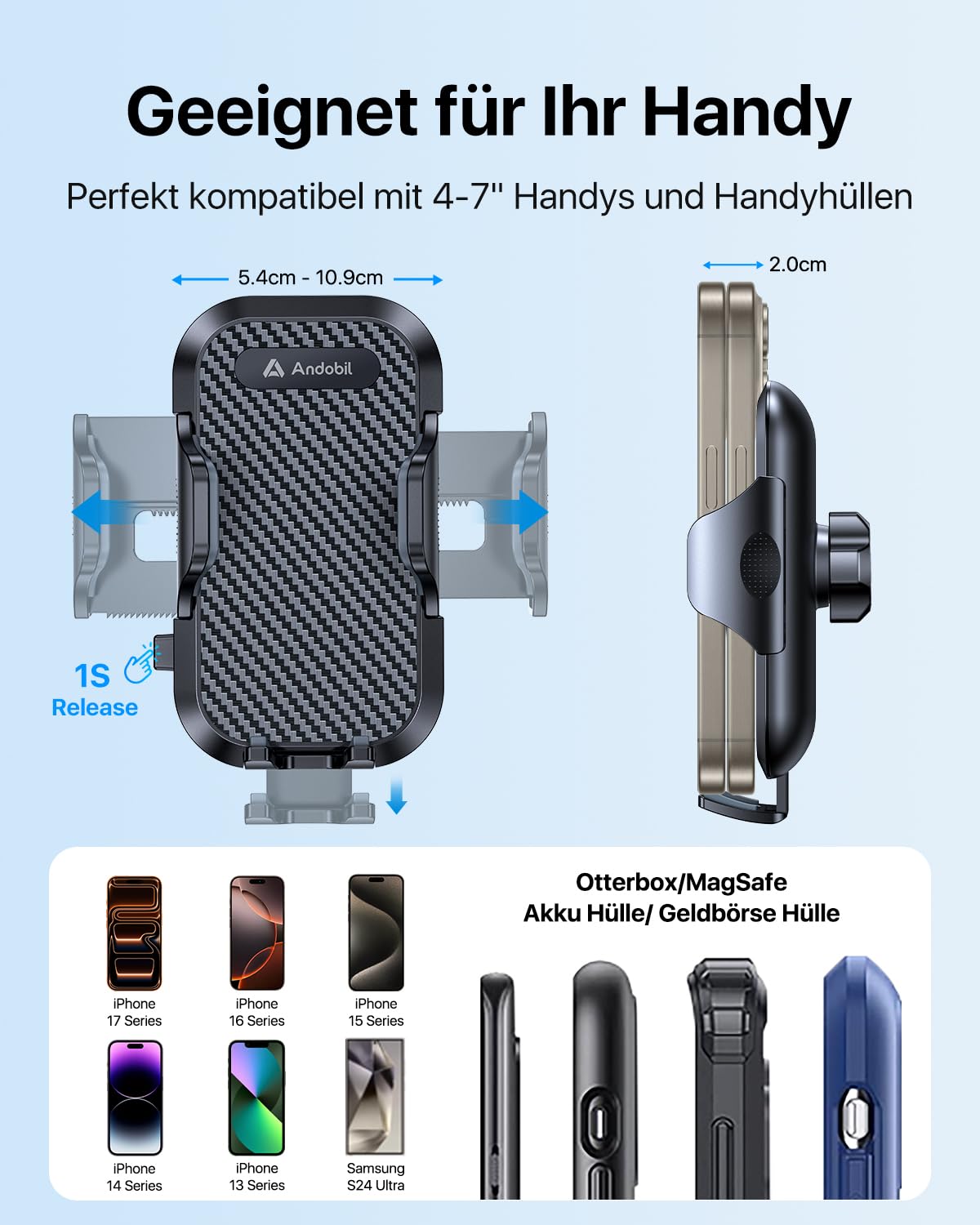 Andobil car phone holder vent [2025 newest vent clip] car phone mount [100% secure grip] 360° rotatable car mount accessory for iPhone 17 Pro Max Air 16 15 14 13 12 Galaxy S25 Ultra