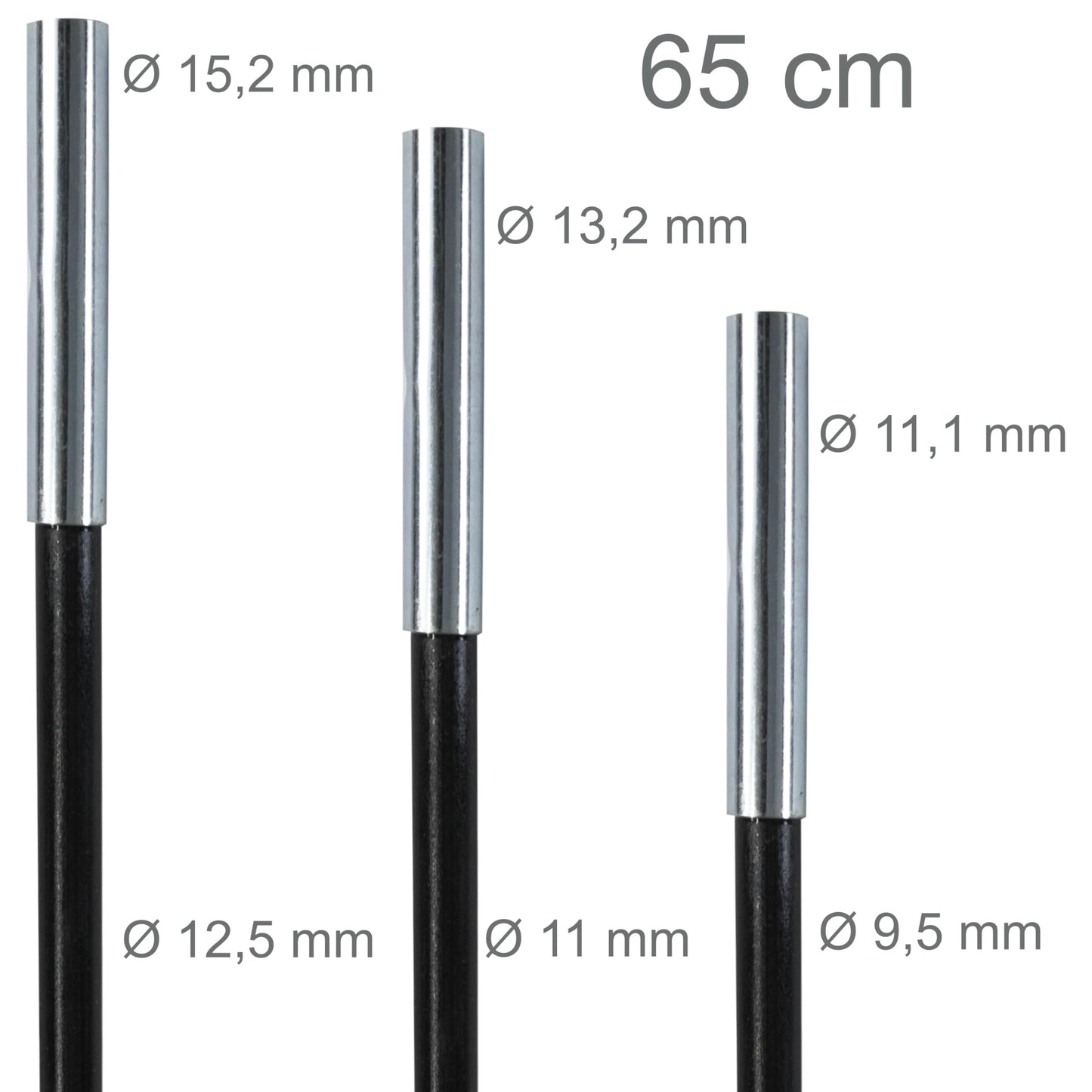 Fiberglass tent pole repair kit 3 fiberglass segments Ø12.5/11/9.5 mm 65 cm - with shock cord and threading tool sleeves tent poles - replacement poles for tents Trimabble