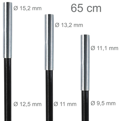 Fiberglass tent pole repair kit 3 fiberglass segments Ø12.5/11/9.5 mm 65 cm - with shock cord and threading tool sleeves tent poles - replacement poles for tents Trimabble
