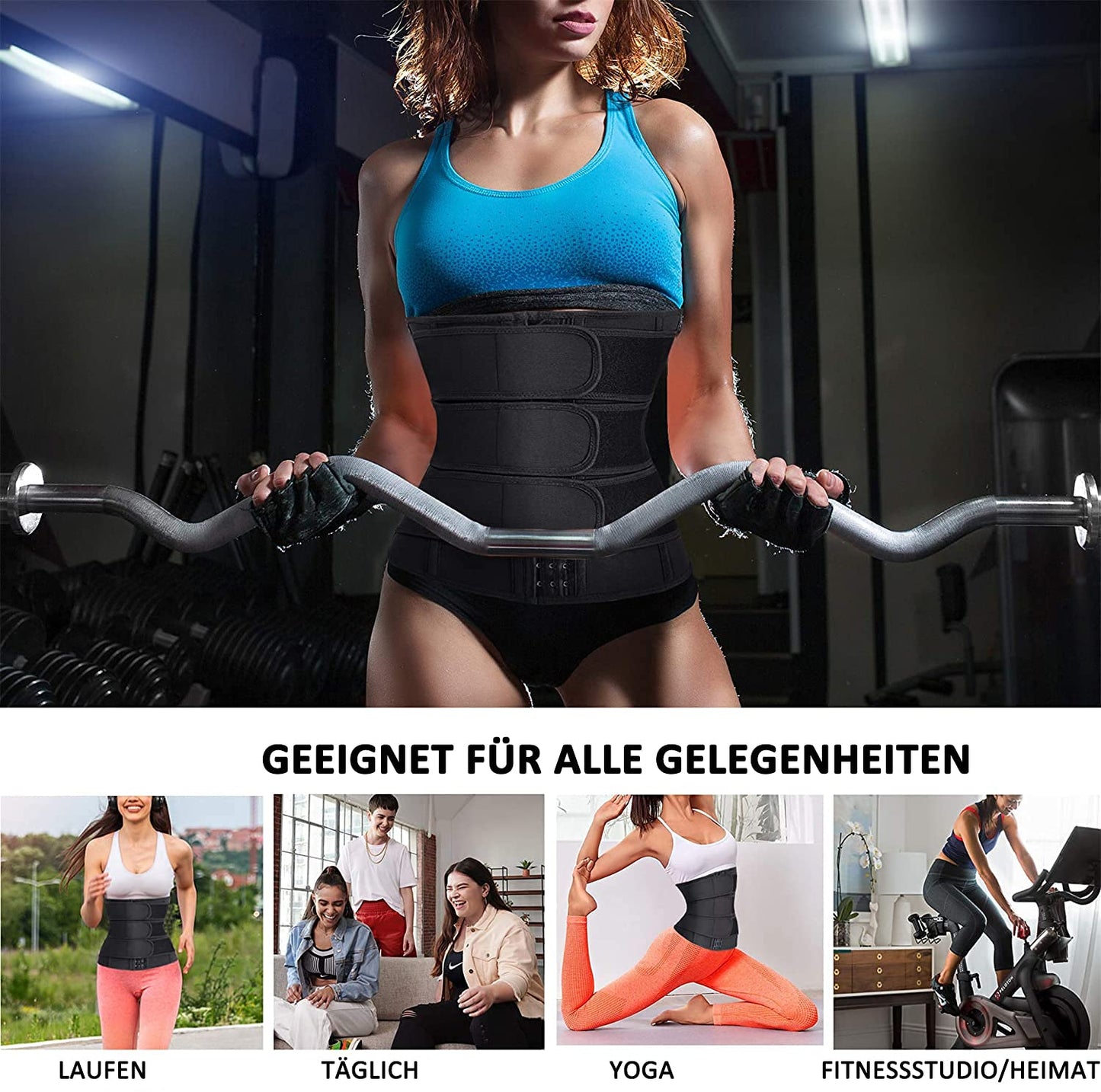 Gotoly waist trimmer fitness belt helps with fat burning and waist shaping. Made of adjustable neoprene material, it's perfect for women looking to sweat and trim their waist size.