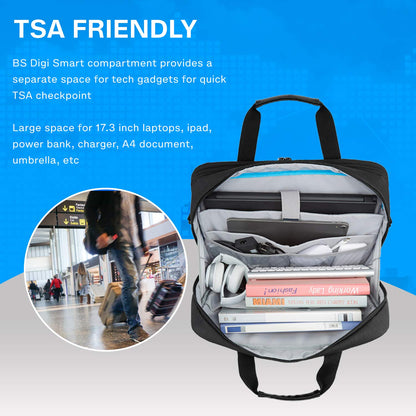 Bagsmart 17.3-inch laptop bag, expandable briefcase, computer bag for men and women, laptop shoulder bag, work bag, business trips, office, lockable (Black-17.3 inches)