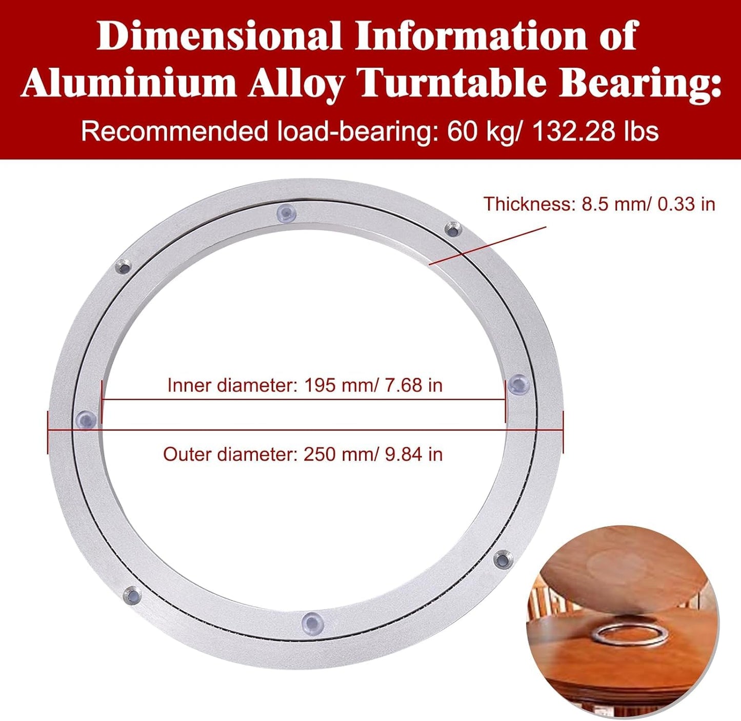 Aluminum alloy swivel base with turntable for kaleidoscope rotating base for display [10 inches] furniture gliders.