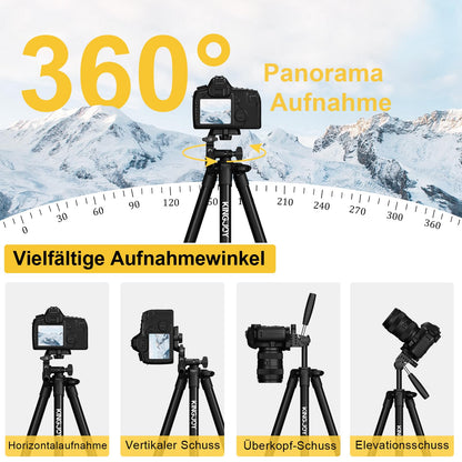 KINGJOY Cell Phone Camera Tripod 71" Lightweight Phone Tripod with Remote Shutter, 360° Rotation Portable Tripod with Tablet Phone Holder for Canon Nikon Action Camera