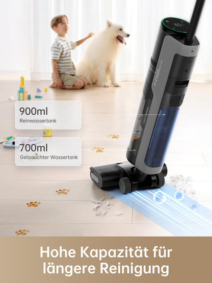 Dreame H12 Pro cordless wet and dry vacuum cleaner with edge cleaning brush, self-cleaning function, dirt detection, LED display, runtime up to 35min, 900mL water tank for hard floors, pet hair, HHR25A, Black.