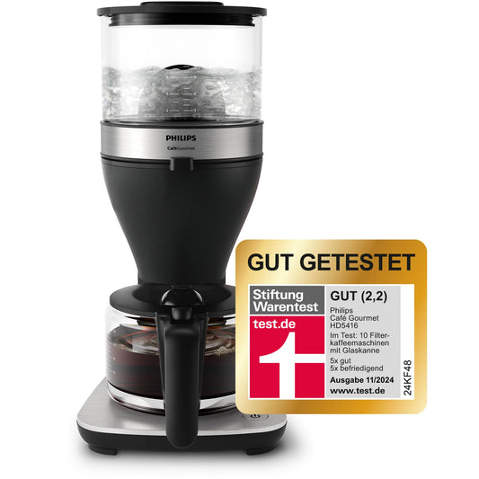 Philips filter coffee maker - 1.25-liter capacity, up to 15 cups, Boil & Brew, black/silver (HD5416/60)