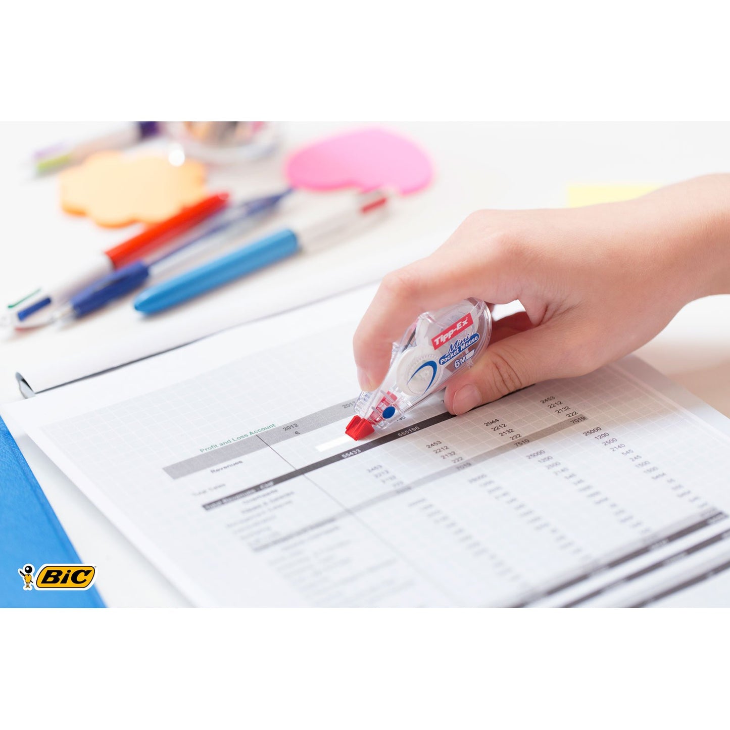 Tipp-Ex Mini Pocket Mouse Correction Tape, 10 rollers in convenient display box, 6m x 5mm, perfect for home office or desk, bulk pack & Tesafilm 8X TRANSPARENT 10M x 19MM.