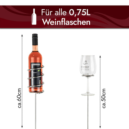 FROM STEINEICH® Original Wine Stand [Starter Set] Stainless Steel Bottle and Glass Holder | Wine enjoyment everywhere | The gadget for picnics at the beach, in the garden, and while camping (Starter Set)