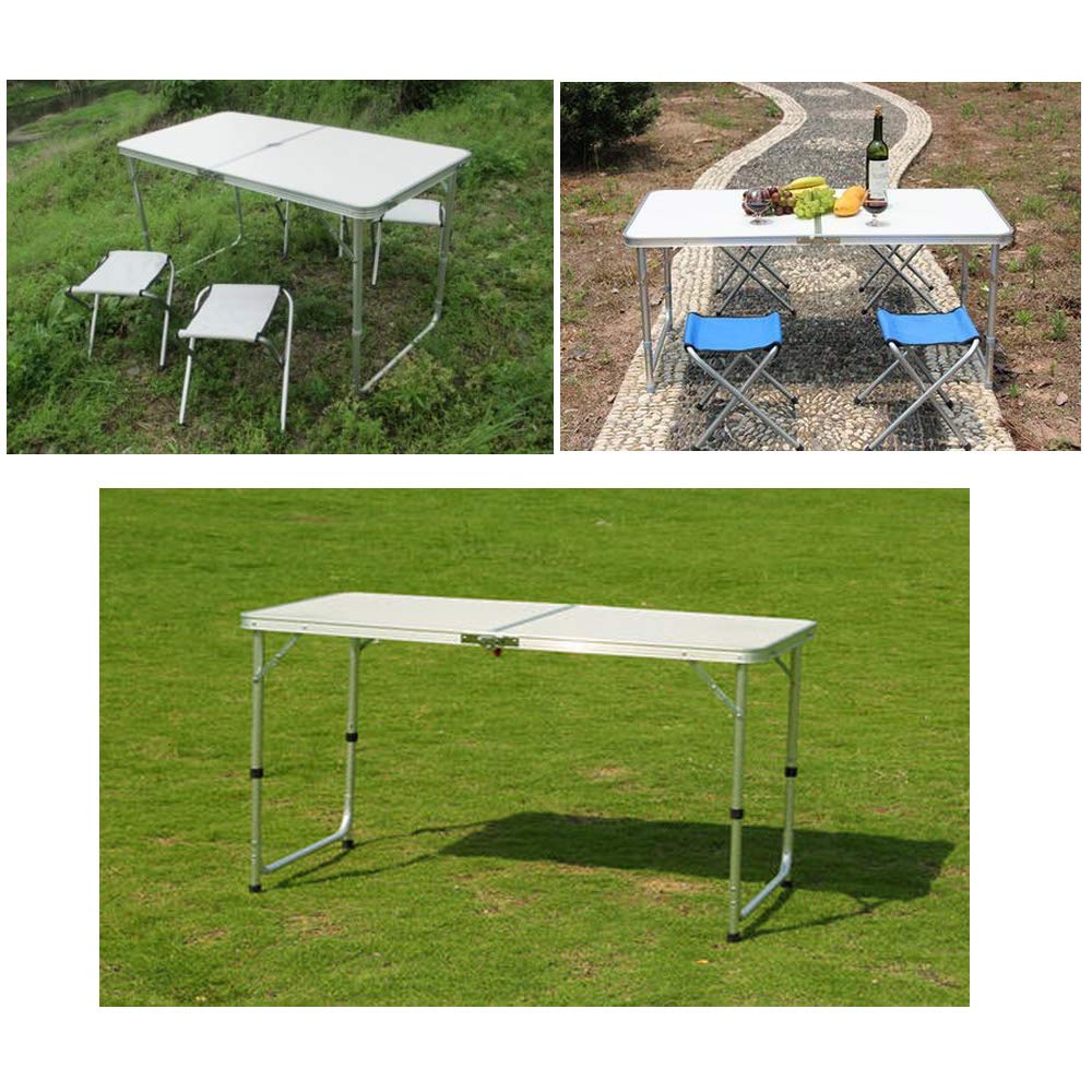 AUTOFU folding table, 90 cm, portable, collapsible, with carrying handle, adjustable height, 120 cm, square, camping picnic table, collapsible computer desk, light, only 4.5 kg.