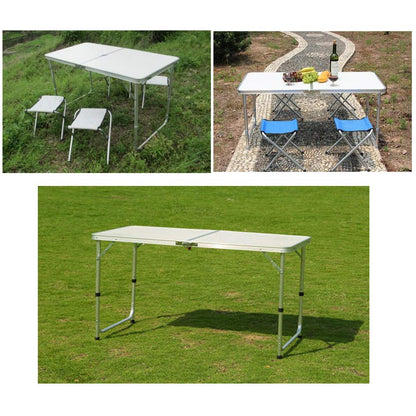 AUTOFU folding table, 90 cm, portable, collapsible, with carrying handle, adjustable height, 120 cm, square, camping picnic table, collapsible computer desk, light, only 4.5 kg.