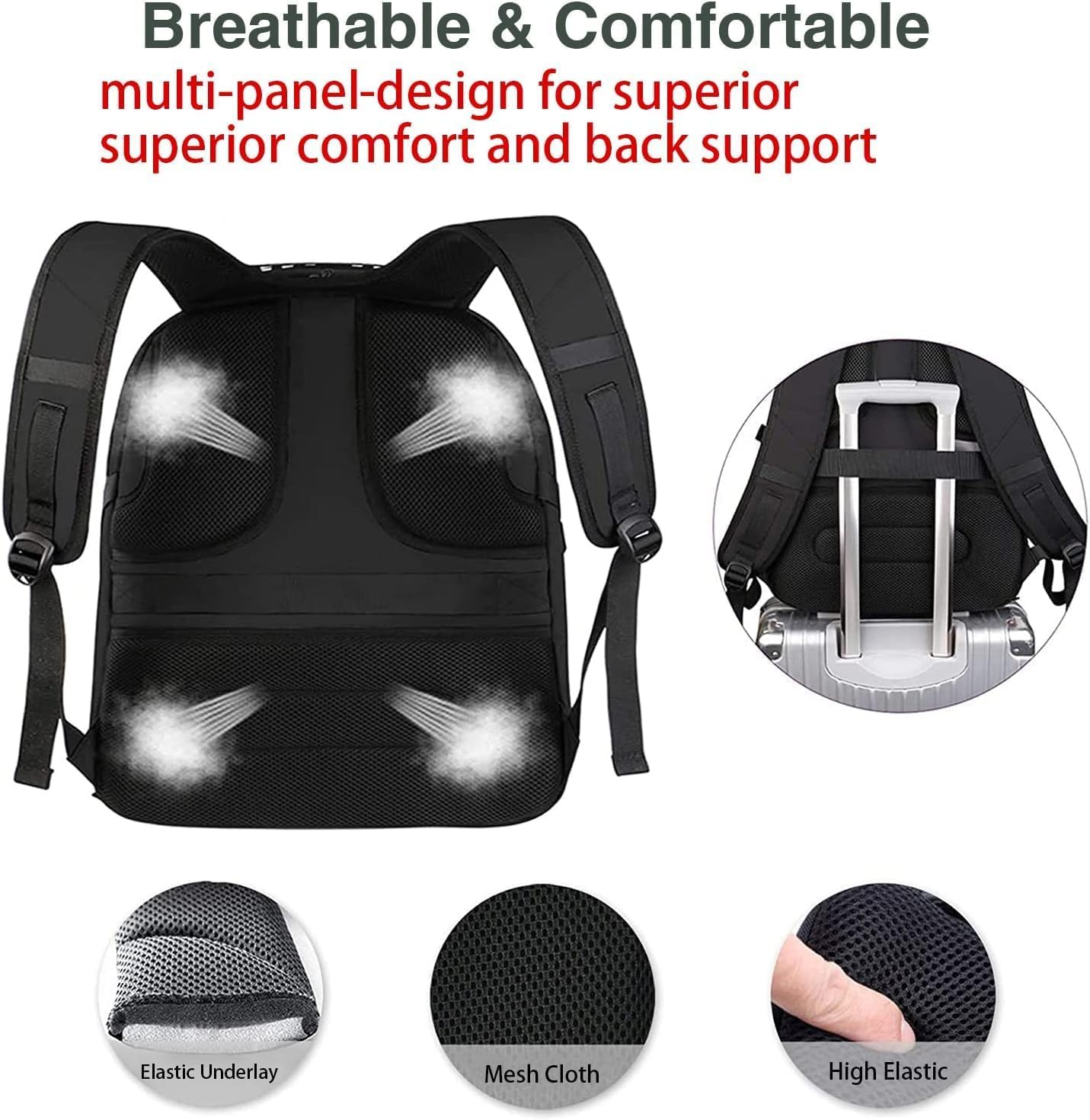 MATEIN Large Laptop Backpack Men 55L, 18 Inch Work Waterproof Backpack Laptop Bag Travel Backpack, School Backpack Teenage Boys Anti Theft Business Black