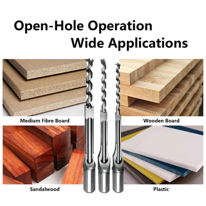 ATOPLEE Square Hole Drill Bit for Wood, 3pcs HSS Woodworking Square Mortise Drill Bit, Hole Diameter 5/16 inch (8mm), 3/8 inch (9.5mm), 1/2 inch (12.5mm) (all sizes)