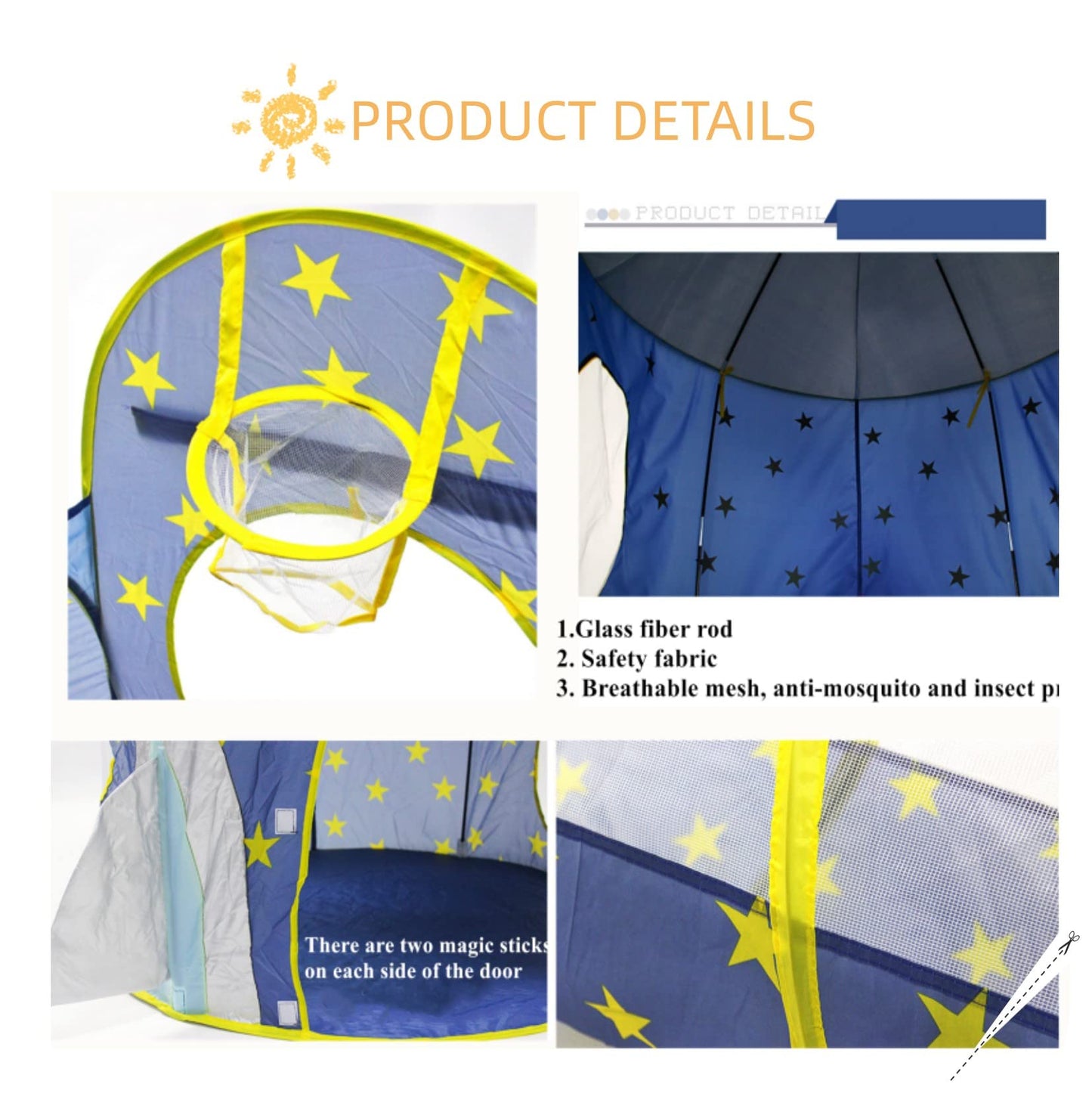 Benebomo play tent with tunnel, 3 in 1 Blue Rocket Tunnel Tent for kids, indoor children's tent, yurt, ball pit, crawl tunnel, crawling tunnel with tent, play tent for boys/girls.