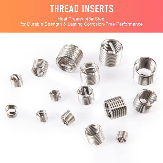 Orion Motor Tech 131-piece Thread Repair Kit Helicoil Set Thread Repair Tools Drill Sleeves M5 M6 M8 M10 M12 Inserts Sleeves.