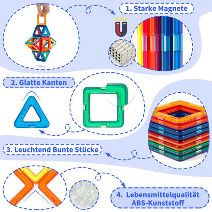 Theefun Magnetic Building Blocks, 136 Pieces Magnetic Blocks Magnetic Toy Magnet Game Toys for Kids Gift Magnetic Bricks Children's Toy Toys for 2 3 4 5 6 7 Year Old Boy