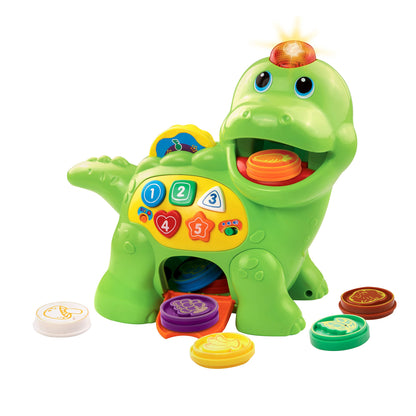 Vtech Baby Feed Me Dino - Talking dinosaur for feeding and learning, with songs, buttons, and quiz game - For children aged 12-36 months.