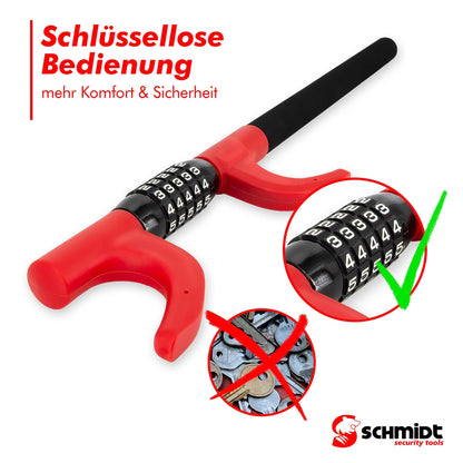 SCHMIDT security tools Steering Wheel Lock, Extra Long Steering Wheel Lock, Immobilizer, Car Theft Protection, Steering Wheel Lock with Keyless Combination Lock for Cars, RVs & Trucks