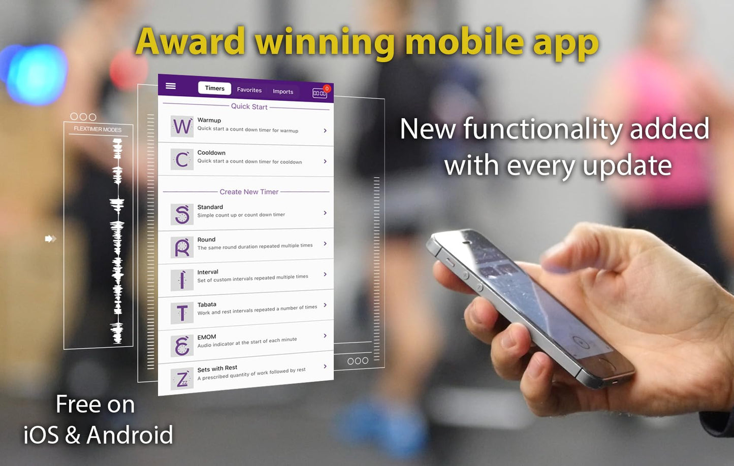 GymNext Flex Timer Wall Clock Digital - Gym Edition - Interval Timer for gym workouts - Control via mobile app using Bluetooth - XXL Wall Clock