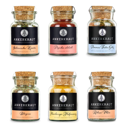 Anchor spice kitchen starter set with 6 spices, gift for men/women/anyone, kitchen basic starter kit, for housewarming & moving, cooking inspiration.