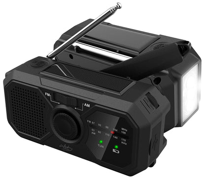 infactory Crank Radios: Solar and Dynamo Crank Radio with LED Light, SOS, Powerbank Function (Radio with Battery, Emergency Radio, Headphone Cable)