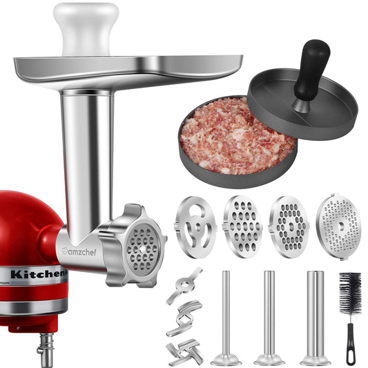 Meat grinder accessory for KitchenAid Artisan - Meat grinder Kitchen Aid includes 3 sausage fillers, 4 grinding plates, 2 blades, burger press, cleaning brush (Artisan not included, accessory only)
