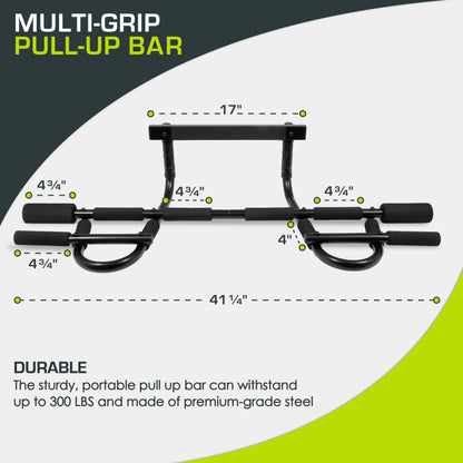 ProsourceFit Multi-Grip Chin-Up/Pull-Up Bar, Heavy Duty Doorway Trainer for Home Gym