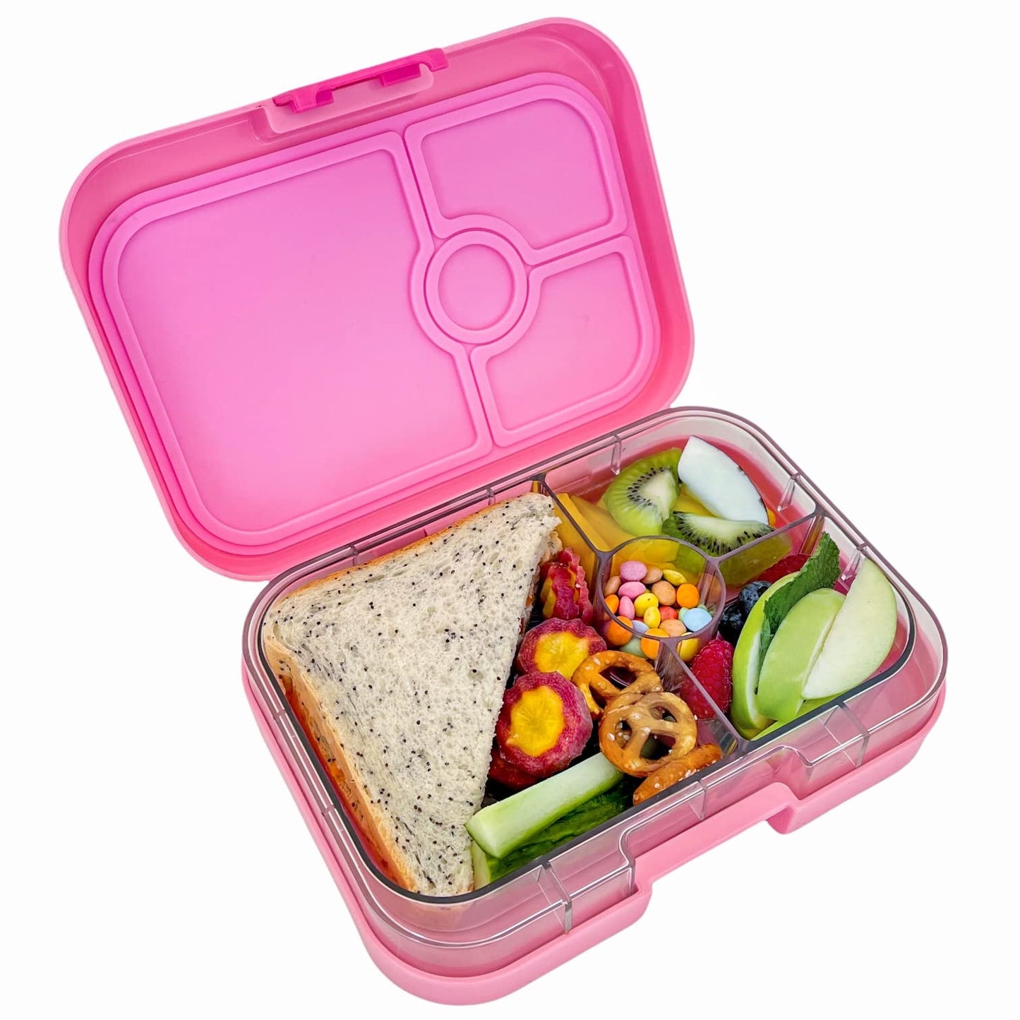 Yumbox Panino M Lunchbox (Panda Power Pink, 4 compartments) - lunchbox with divisions | bento box with partition insert for school and kindergarten kids.