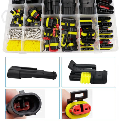 740pcs car plugs, car connectors, waterproof car plugs, waterproof plugs 12v, with crimping tool, 1/2/3/4/5/6 pin car plugs, suitable for cars, motorcycles, boats, trucks.