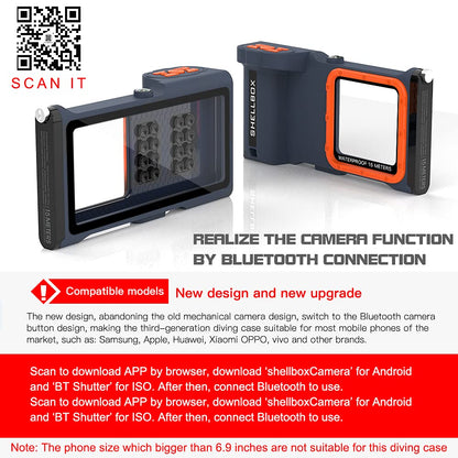 ShellBox waterproof protective case for smartphone, Bluetooth, IPX8, waterproof, for iPhone 13, 12, 11 Pro Max, Samsung, Huawei, Google OnePlus Xiaomi Redmi Motorola LG
