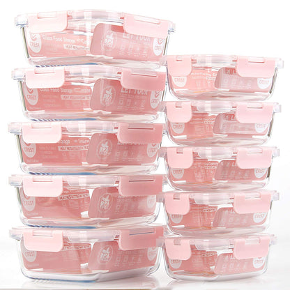 Storage containers with lids [10 pieces] Glass food storage containers, BPA-free, Clip & Close, Suitable for microwave, freezer, and dishwasher.