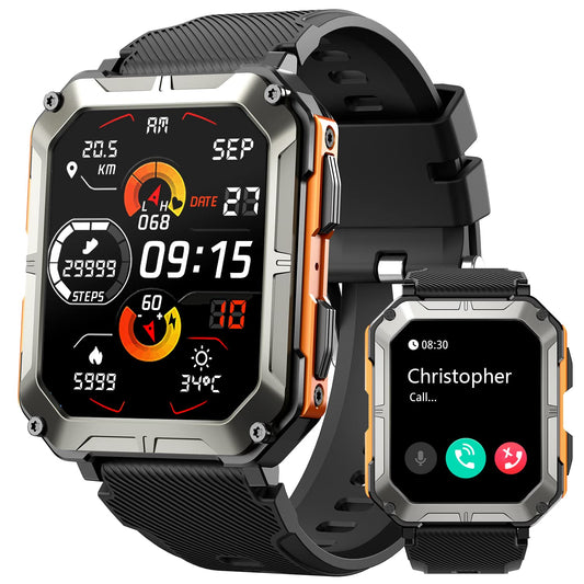 HOFIT smartwatch with phone function, birthday gift for men, men's fitness watch, IP68 waterproof sports watch, 123+ sports modes, fitness tracker smart watch for Android iOS.