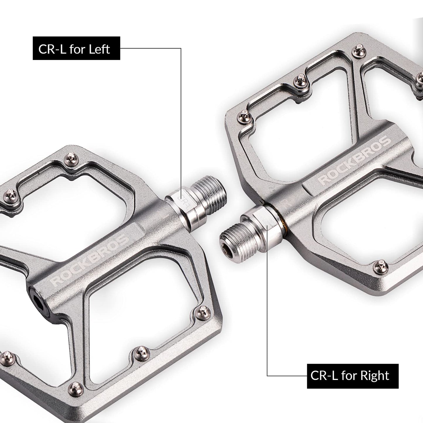 ROCKBROS Bike Pedals, CNC-machined 9/16-inch Flat Pedals made of aluminum, Flat pedals with non-slip platform & Cr-Mo steel axle for MTB, road bike, gravel & trekking bike.