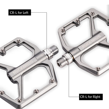 ROCKBROS Bike Pedals, CNC-machined 9/16-inch Flat Pedals made of aluminum, Flat pedals with non-slip platform & Cr-Mo steel axle for MTB, road bike, gravel & trekking bike.