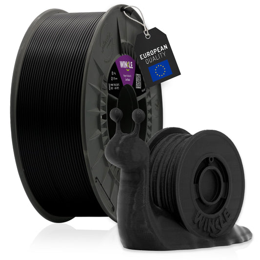 WINKLE PLA HD Filament 1.75mm Jet Black, 1kg Spool, 3D Printer Filament Compatible with FDM Printers, 3D Printing Materials, Dimensional Accuracy +/- 0.05mm, Biodegradable Easy to Print
