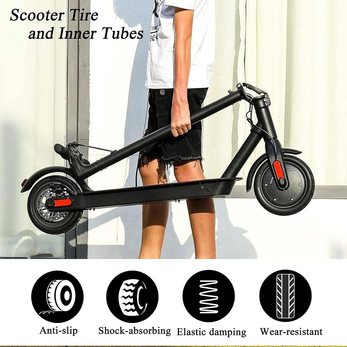 Amitor E Scooter tires with tube 8 1/2 x2, tire tube for E scooter 50/75-6.1. Wear-resistant & non-slip, 8.5 inch replacement tire+tube for Xiaomi Pro 2 M365 Pro 1S, 8 1/2 thickened replacement wheels.