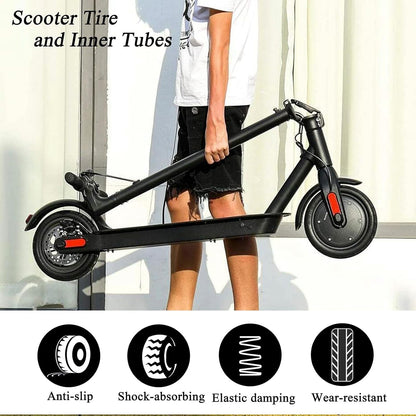 Amitor E Scooter tires with tube 8 1/2 x2, tire tube for E scooter 50/75-6.1. Wear-resistant & non-slip, 8.5 inch replacement tire+tube for Xiaomi Pro 2 M365 Pro 1S, 8 1/2 thickened replacement wheels.