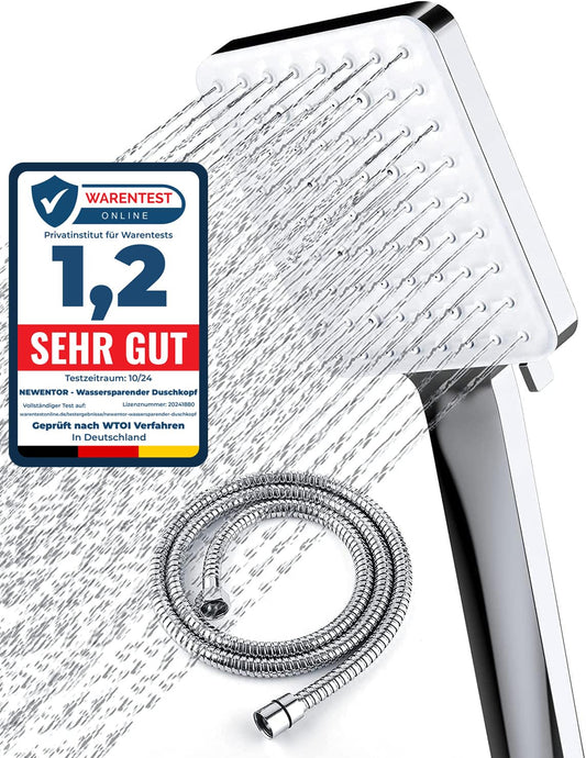 Newentor shower head with hose, shower head with 1.5M hose, shower hose with shower head, handheld shower head rain shower with 6 spray modes