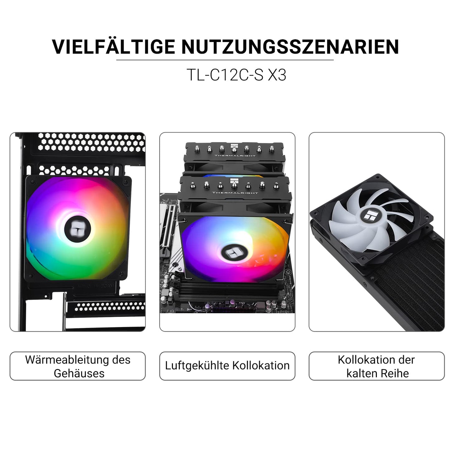 Thermalright TL-C12C-S X5 CPU fan, black fan, PC fan with 1550 RPM speed, 120mm computer case cooler, PWM control fan for case and liquid coolers, and CPU cooling.